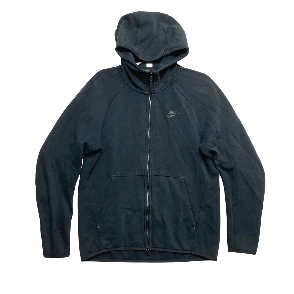 Nike Tech Hoodie Mens Black Size Medium Full Zip Swoosh Athlectic Jacket